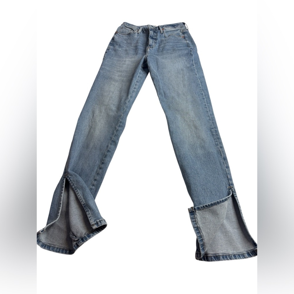 Fashion Nova Light Blue Flare Jeans with Split Hem